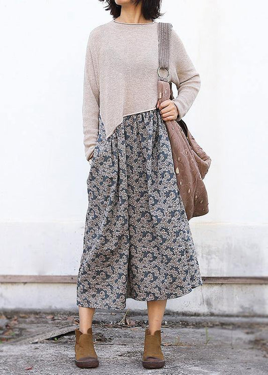 Winter o neck Sweater patchwork dresses Classy nude Mujer sweater dresses - SooLinen