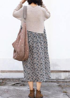 Winter o neck Sweater patchwork dresses Classy nude Mujer sweater dresses - SooLinen