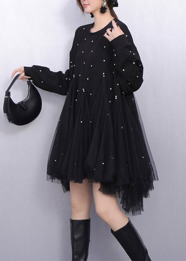 Woman Rose Dress Bead Embellishments Patchwork Tulle