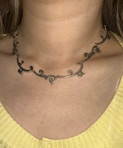 Women Alloy Vintage Finish Scroll Choker
