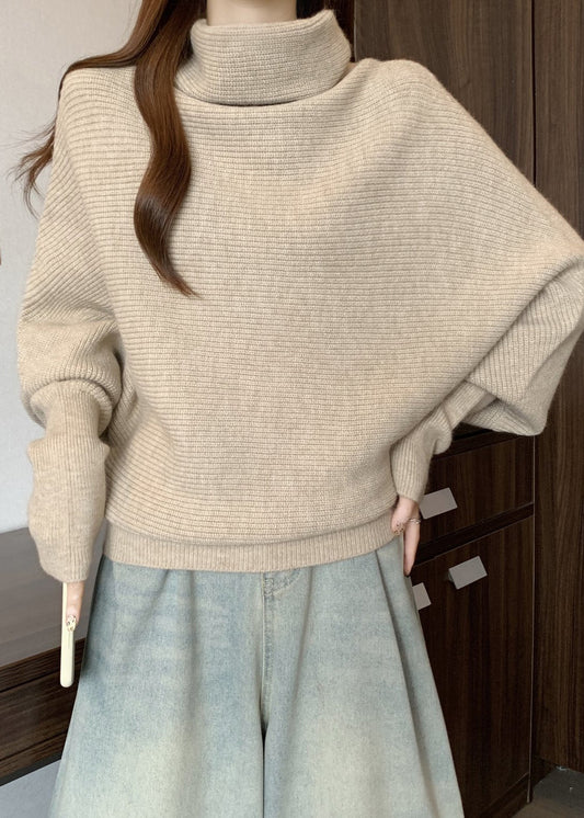 Women Apricot Turtleneck Thick Knit Sweater Winter