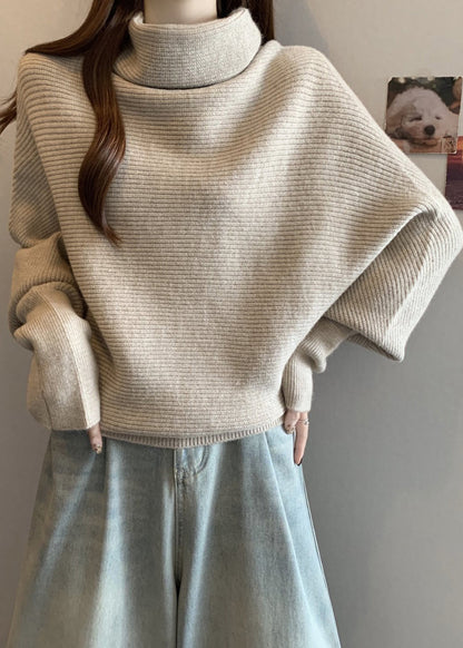 Women Apricot Turtleneck Thick Knit Sweater Winter