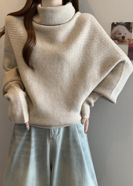 Women Apricot Turtleneck Thick Knit Sweater Winter