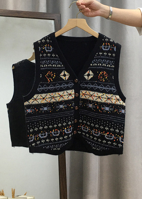 Women Apricot V Neck Button Knit Vest Tops Sleeveless