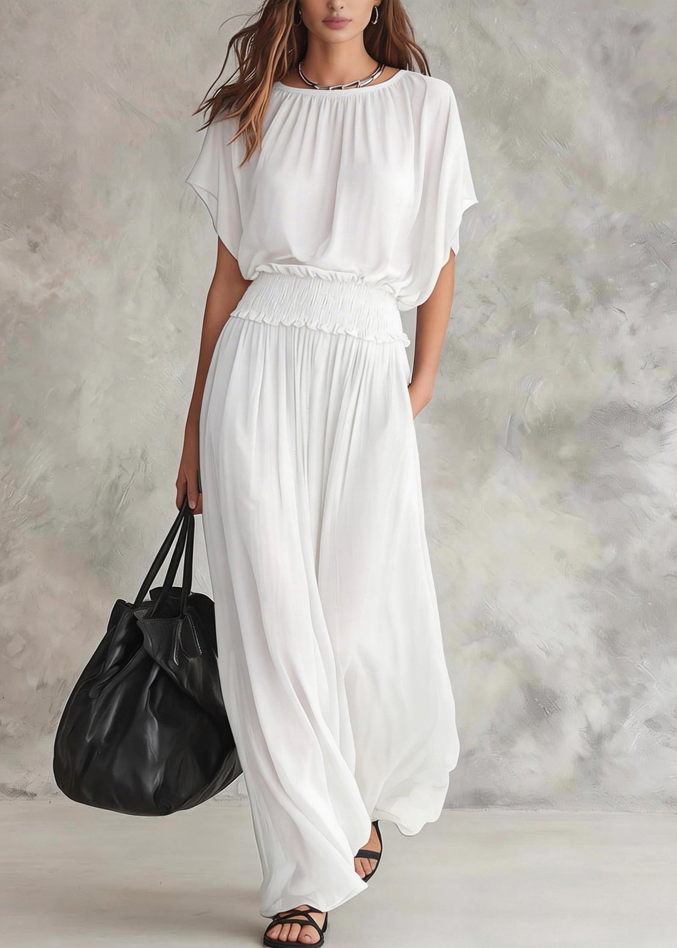 Women Army Green O Neck Patchwork Chiffon Dresses Summer