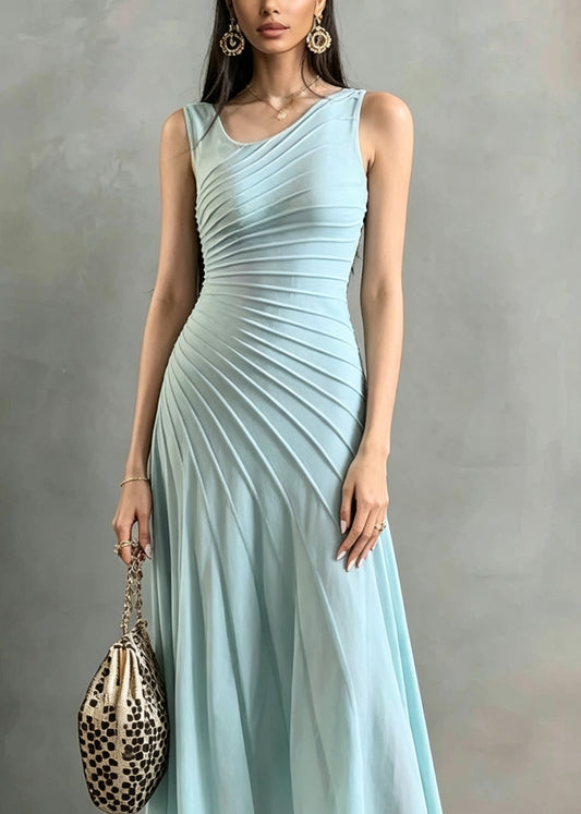 Women Asymmetrical Design Patchwork Knit Dresses Sleeveless