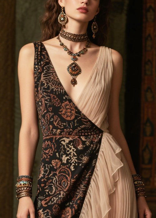 Women Asymmetrical Patchwork Ruffles Chiffon Evening Dress Summer