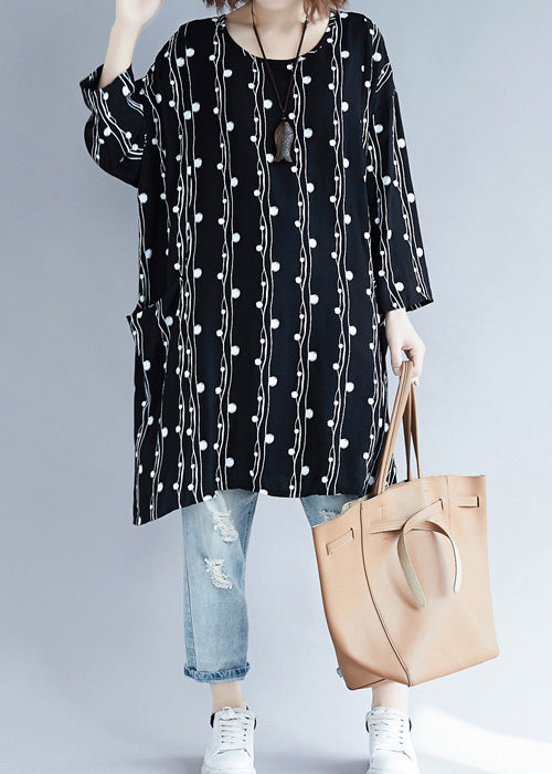 Women Batwing Sleeve linen clothes 2025 Neckline black loose Dresses Summer