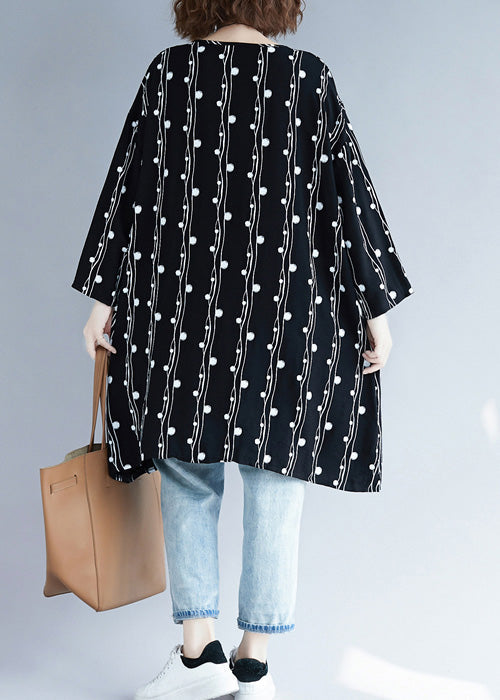 Women Batwing Sleeve linen clothes 2025 Neckline black loose Dresses Summer