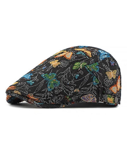 Women Beige Butterfly Jacquard Breton Hat