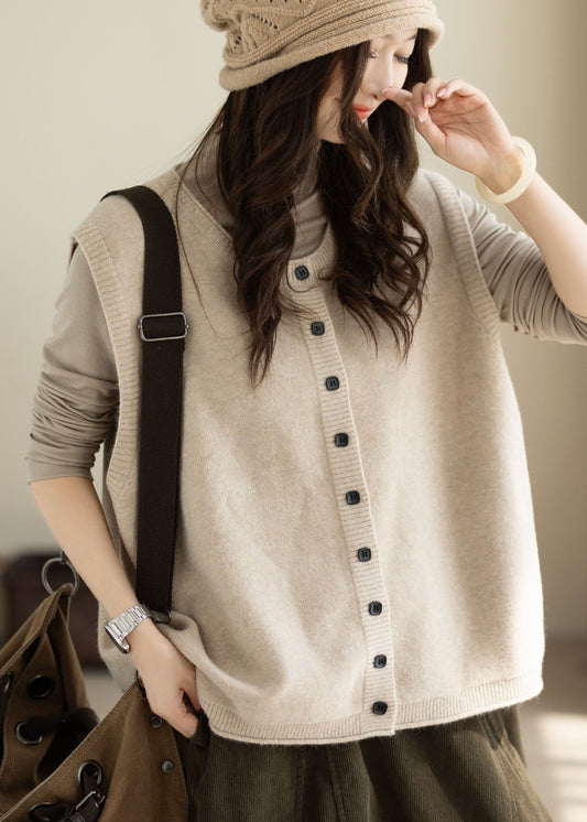 Women Beige Oversized Warm Knit Sweater Winter