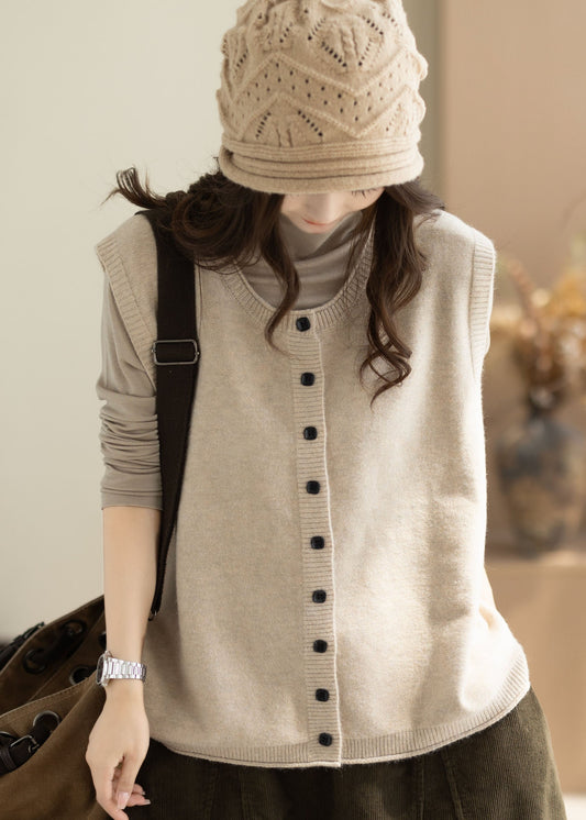 Women Beige Oversized Warm Knit Sweater Winter