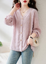 Load image into Gallery viewer, Women Beige V Neck Letter Cotton Blouses Spring