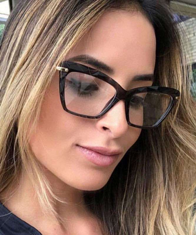 Women Black Alloy Resin Cat Eye Anti Blue Sunglasses