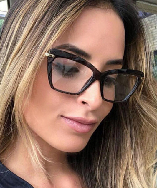 Women Black Alloy Resin Cat Eye Anti Blue Sunglasses
