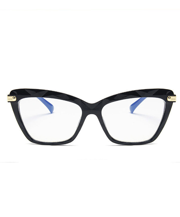 Women Black Alloy Resin Cat Eye Anti Blue Sunglasses