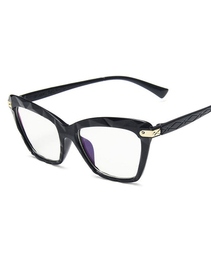 Women Black Alloy Resin Cat Eye Anti Blue Sunglasses