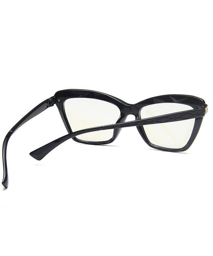Women Black Alloy Resin Cat Eye Anti Blue Sunglasses