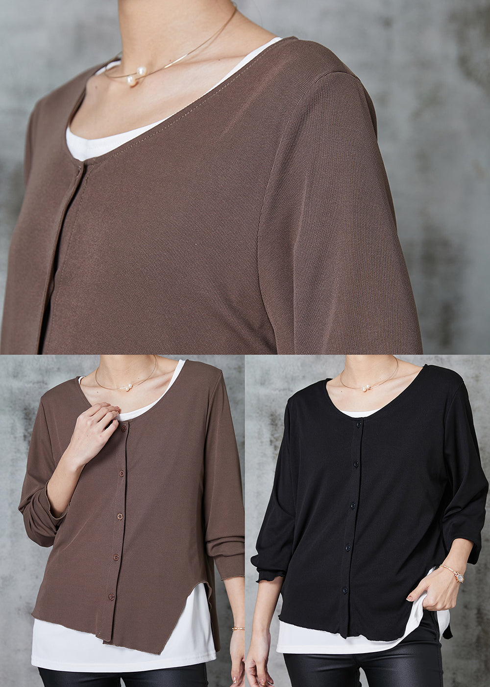 Women Black Asymmetrical Patchwork Cotton Sweatshirts Top Spring