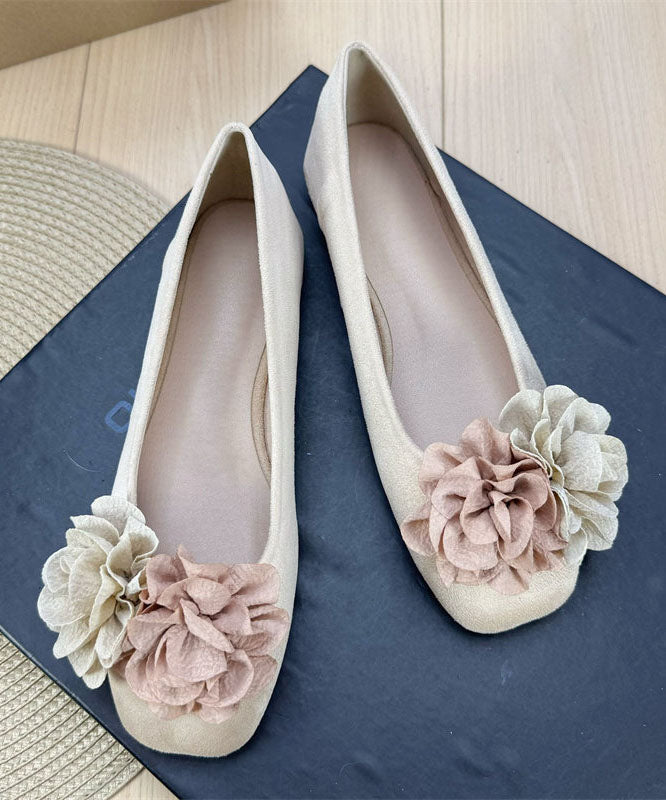 Women Black Comfortable Flat Shoes Floral Splicing Plus Size