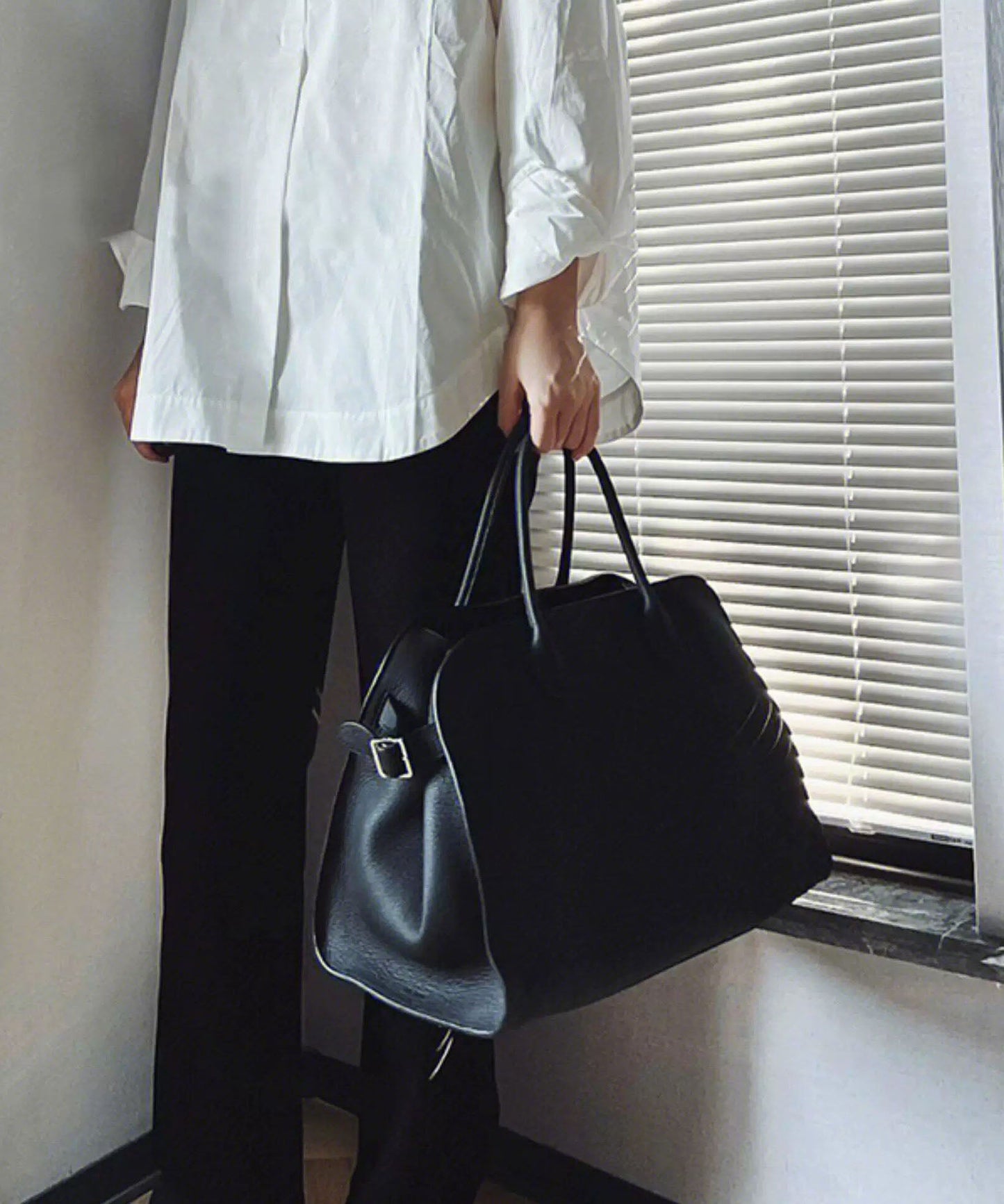 Women Black Large Capacity Faux Leather Tote Bag