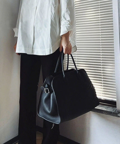 Women Black Large Capacity Faux Leather Tote Bag