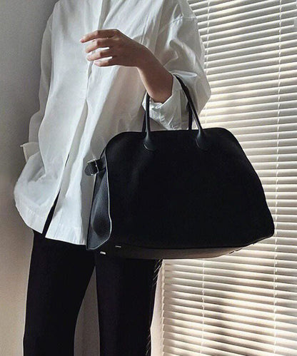 Women Black Large Capacity Faux Leather Tote Bag