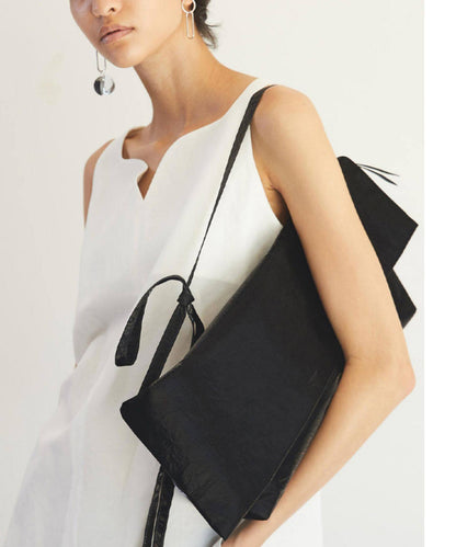Women Black Original Design Faux Leather Versatile Clutch Handbag