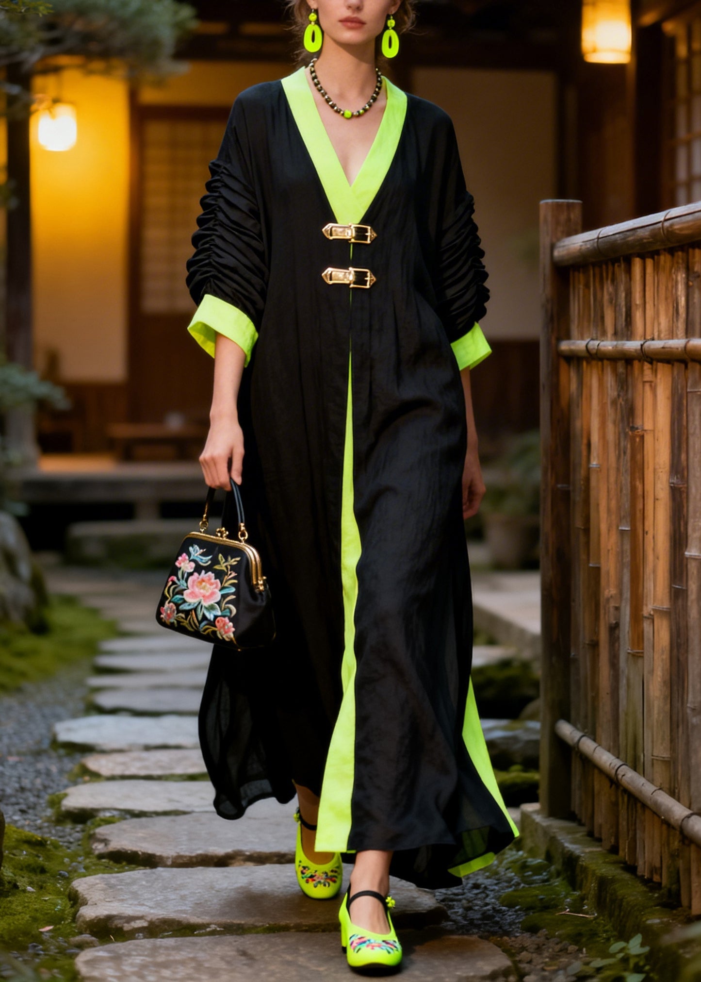Women Black Oversized Patchwork Wrinkled Cotton Fake Two Piece Dresses Summer