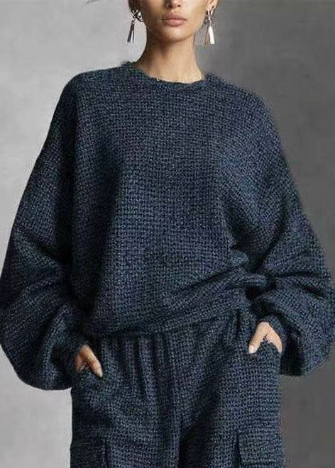 Women Black Oversized Pockets Cotton Two Pieces Set Fall
