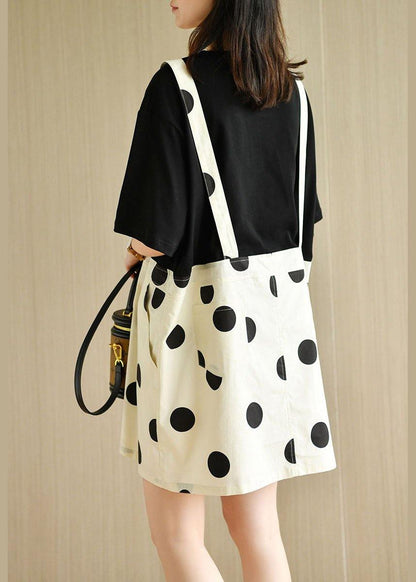 Women Black Patchwork Dot Summer Dresses Half Sleeve - SooLinen