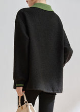Load image into Gallery viewer, Women Black Peter Pan Collar Patchwork Teddy Faux Fur Sweatshirts Top Winter