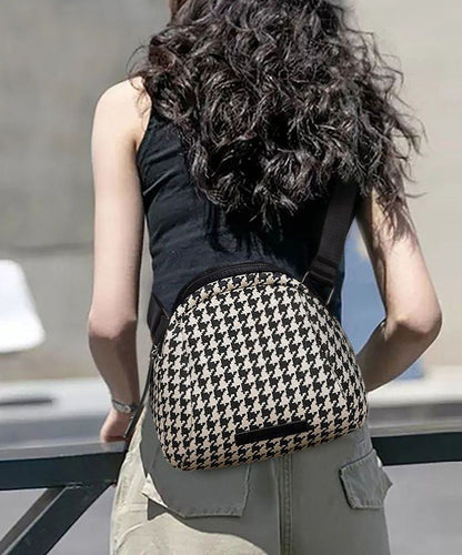 Women Black Plaid Versatile Canvas CrossBody Bag