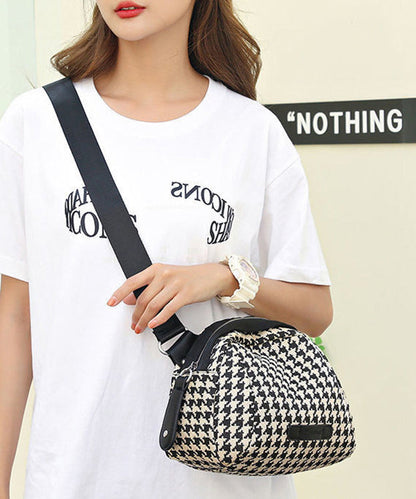Women Black Plaid Versatile Canvas CrossBody Bag