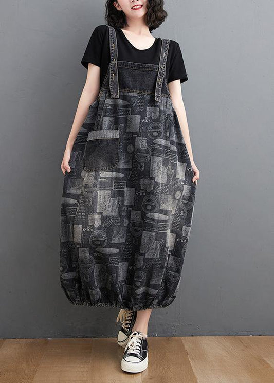 Women Black Print Clothes For Women Spaghetti Strap A Line Spring Dress - SooLinen