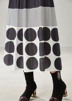 Women Black Print Cotton A Line Skirts Spring
