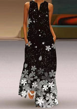Load image into Gallery viewer, Women Black V Neck Print Party Long Dress Sleeveless