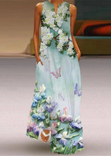 Load image into Gallery viewer, Women Black V Neck Print Party Long Dress Sleeveless