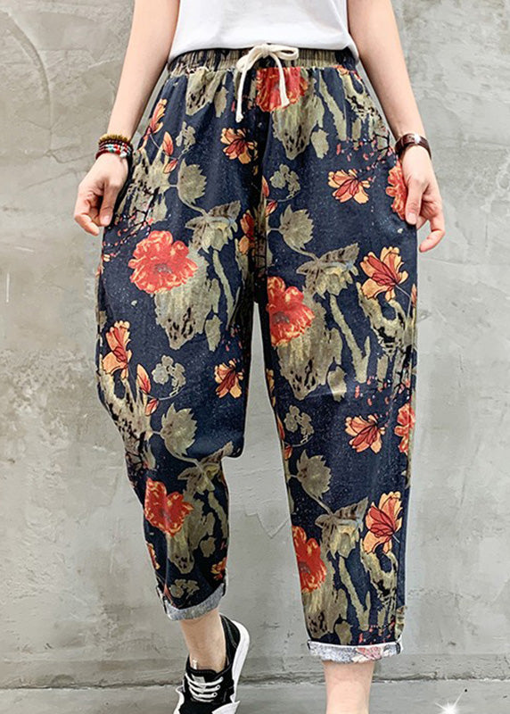 Women Black White Plaid Tie Waist Crop Beam Pants