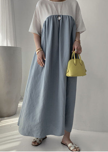 Women Black side open Patchwork Dress Short Sleeve