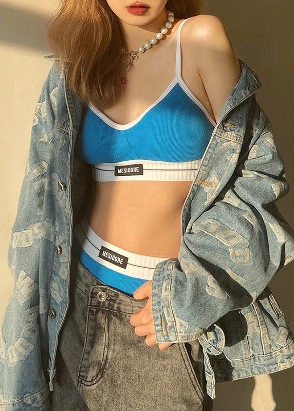 Women Blue Graphic Lingerie Sets Swimwear