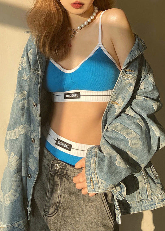 Women Blue Graphic Lingerie Sets Swimwear