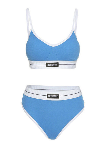 Women Blue Graphic Lingerie Sets Swimwear