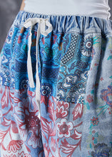 Load image into Gallery viewer, Women Blue Oversized Print Denim Harem Pants Fall