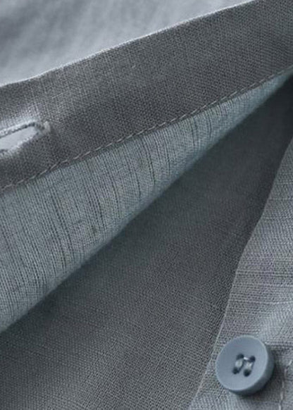 Women Blue Stand Collar Button Side Open Shirt Dresses Long Sleeve