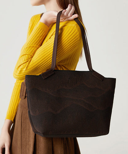 Women Brown Embossing Large Capacity Cotton Shoulder Bags