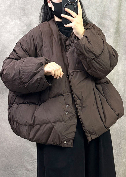 Women Brown Oversized Thick Duck Down Winter Coats