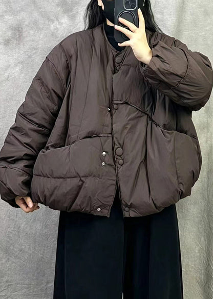 Women Brown Oversized Thick Duck Down Winter Coats