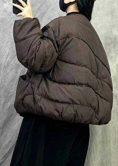 Women Brown Oversized Thick Duck Down Winter Coats