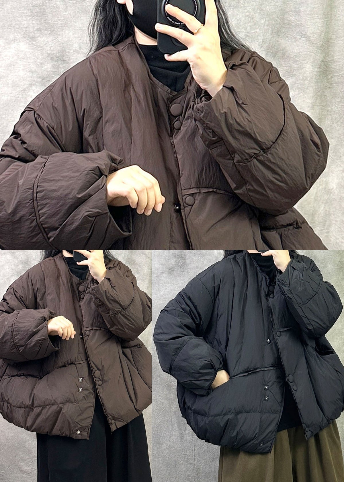 Women Brown Oversized Thick Duck Down Winter Coats